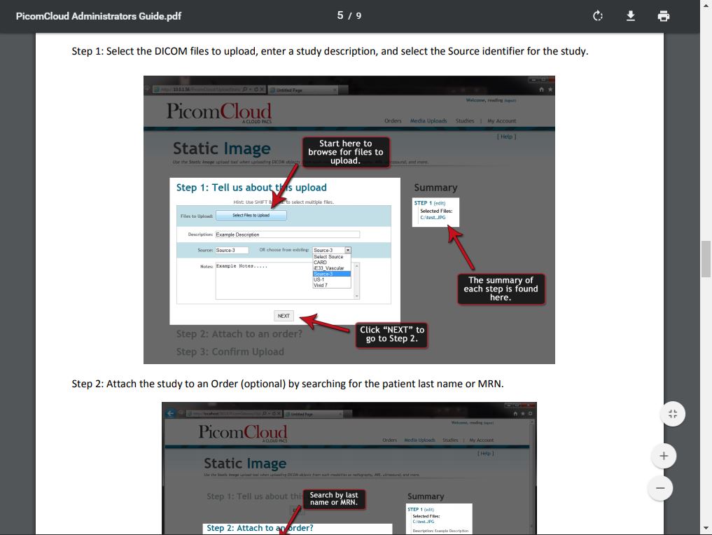 Admin Guide for managing PicomCloud PACS.