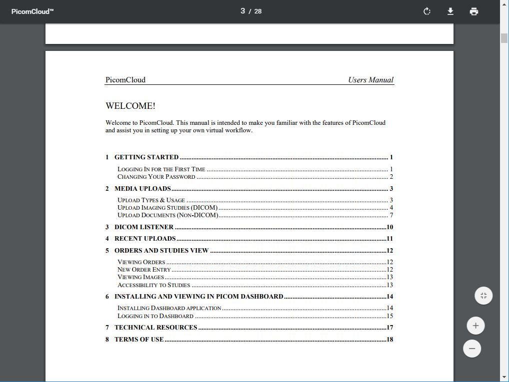 User Guide for using PicomCloud PACS.